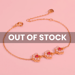 Rosavène — 925 Sterling Silver Red Corundum & Shell Beads Bracelet