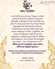 Serpentina — 925 Sterling Silver Snake Ring with Green Gemstone