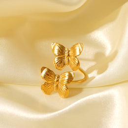 Aurelia Éternelle — Butterfly Open Ring in 18K Gold Finish