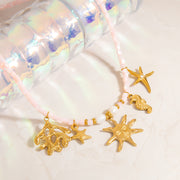 Solmare — 18K Gold Plated Beaded Chain Charm Necklace