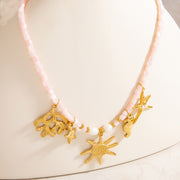 Solmare — 18K Gold Plated Beaded Chain Charm Necklace