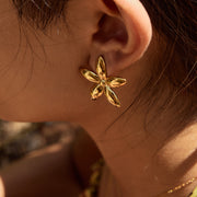 Fleur Dorée — 18K Gold Plated Floral Stud Earrings