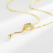 Liaison Élégante — 925 Sterling Silver Double Ring Tassel Necklace