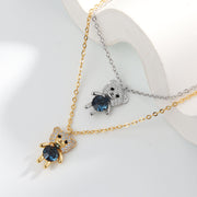 Lunabelle – 925 Sterling Silver Bear Charm Necklace with Austrian Crystal Accents