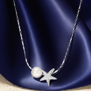 Lustrella — Starfish Glass Bead Bamboo 925 Sterling Silver Necklace