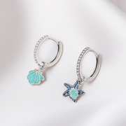 Selmare — Starfish & Shell Motif 925 Sterling Silver Drop Earrings