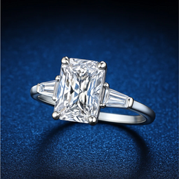Lueur Radieuse – 2.0ct Radiant-Cut Certified Moissanite Ring