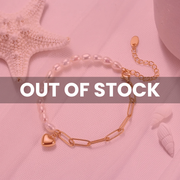 Lumière d’Amour — 925 Sterling Silver Pearl Heart Bracelet (White & 14K Gold Finish)