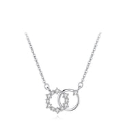 Étreinte Double — 925 Sterling Silver Interlocking Ring Necklace