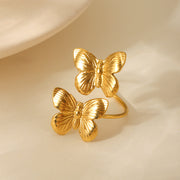 Aurelia Éternelle — Butterfly Open Ring in 18K Gold Finish
