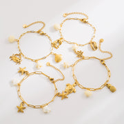 Marina — 14K Gold Plated Retro Charm Paperclip Chain Bracelet