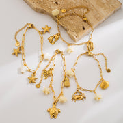 Marina — 14K Gold Plated Retro Charm Paperclip Chain Bracelet