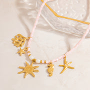 Solmare — 18K Gold Plated Beaded Chain Charm Necklace