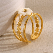 Fleur Élégante — 18K Gold Plated Classic Bloom Open Ring