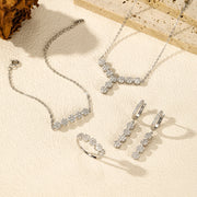 Sezelini Lumière — 925 Sterling Silver Geometric Floral Zircon Jewelry Set