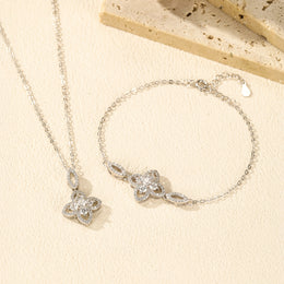 Sezelini Éclat – 925 Sterling Silver Floral Zircon Jewelry Set