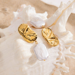 Perla Libre — Freshwater Pearl Geometric Drop Earrings