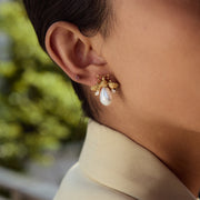 Reine Abeille — 18K Gold Plated Pearl Bee Studs