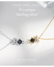 Lunabelle – 925 Sterling Silver Bear Charm Necklace with Austrian Crystal Accents