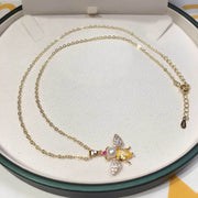 Reine Perlière — Bee & Freshwater Pearl Necklace in 18K Gold Finish
