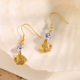 Marée Florale — Floral & Fish Motif Drop Earrings